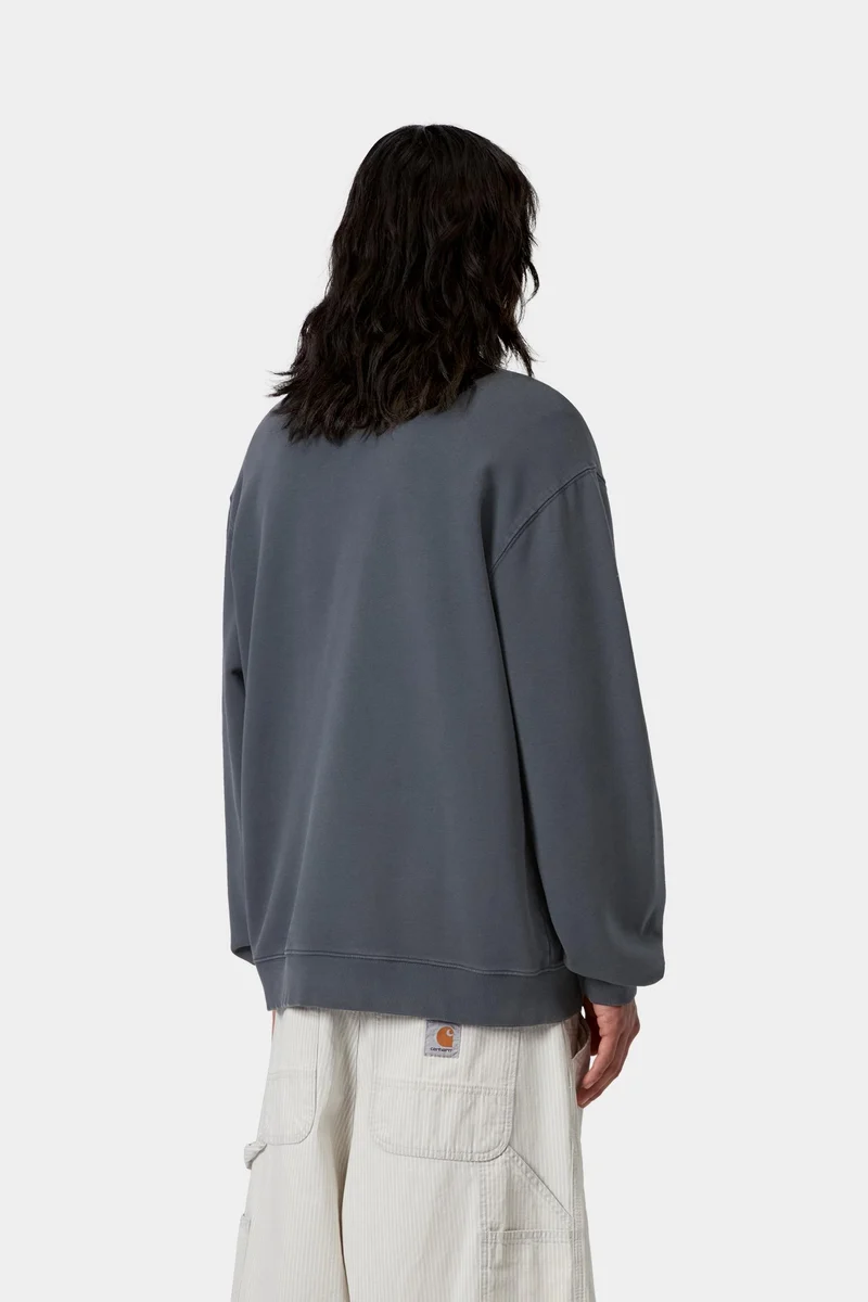 Carhartt WIP Herren-Sweatshirt „Faded Pond Corps“ | Tiefdunkelgraue, stark stonewashed