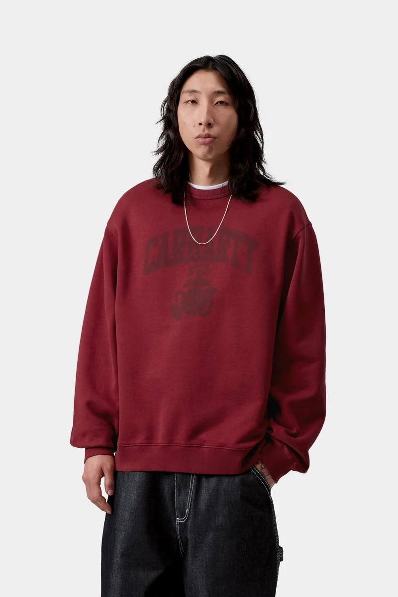 Carhartt WIP Herren-Sweatshirt „Faded Pond Corps“ | Marsala Heavy Stone Wash