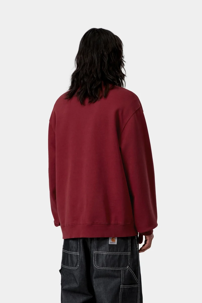 Carhartt WIP Herren-Sweatshirt „Faded Pond Corps“ | Marsala Heavy Stone Wash