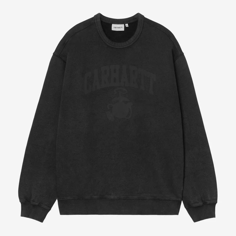 Carhartt WIP Herren-Sweatshirt „Faded Pond Corps“ | Schwarz, Heavy Stone Wash