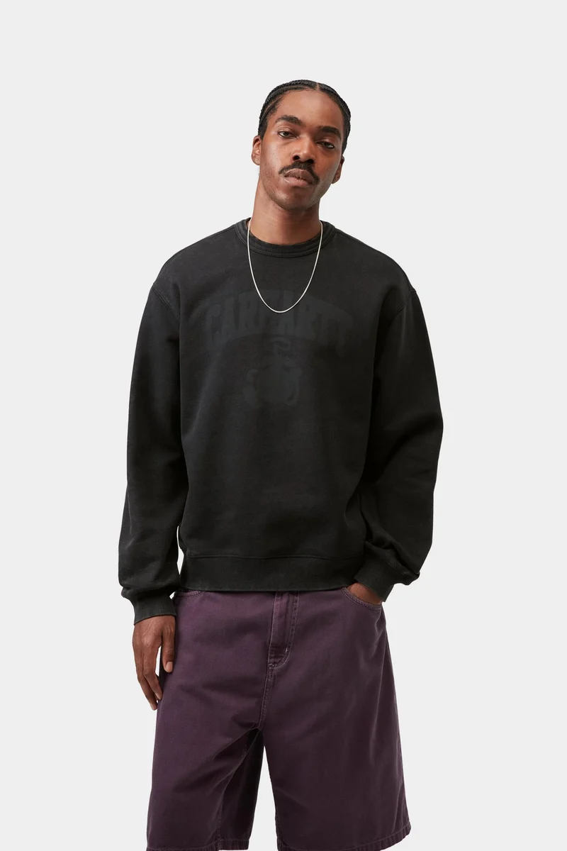 Carhartt WIP Herren-Sweatshirt „Faded Pond Corps“ | Schwarz, Heavy Stone Wash