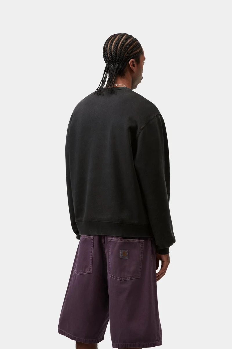 Carhartt WIP Herren-Sweatshirt „Faded Pond Corps“ | Schwarz, Heavy Stone Wash