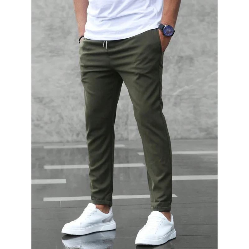 Niklas | Herren Schmale Jogger Chino Hose mit Kordelzug