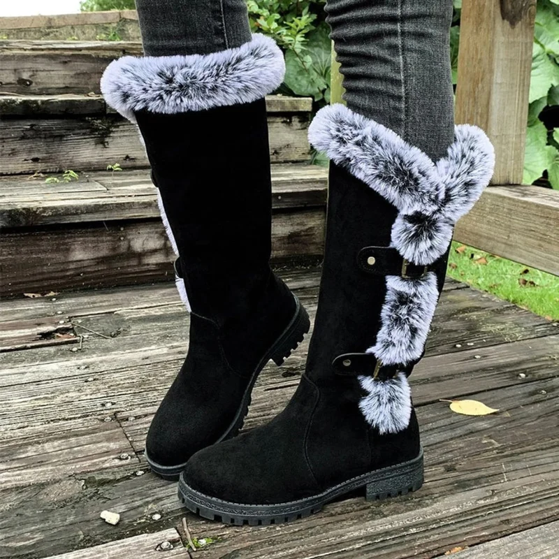 Valentina | Damen Orthopädische Gefütterte Stiefel mit Fell Detail und Schnallen