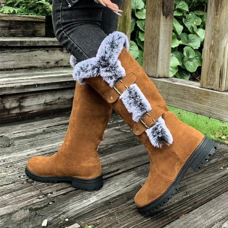 Valentina | Damen Orthopädische Gefütterte Stiefel mit Fell Detail und Schnallen