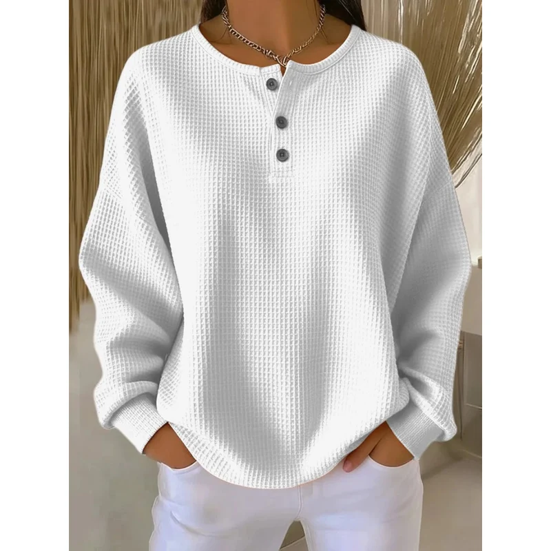 Verena | Damen Pullover mit Knöpfen am Ausschnitt