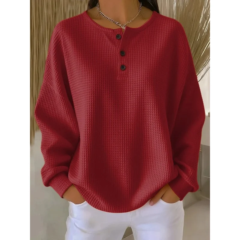 Verena | Damen Pullover mit Knöpfen am Ausschnitt