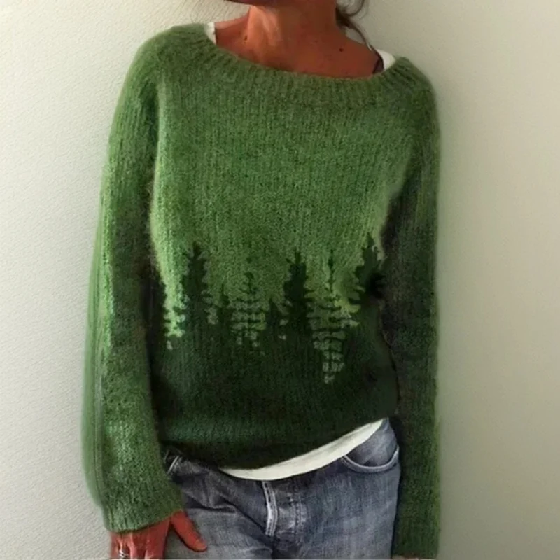 Carina | Damen Grüner Pullover Weihnachten