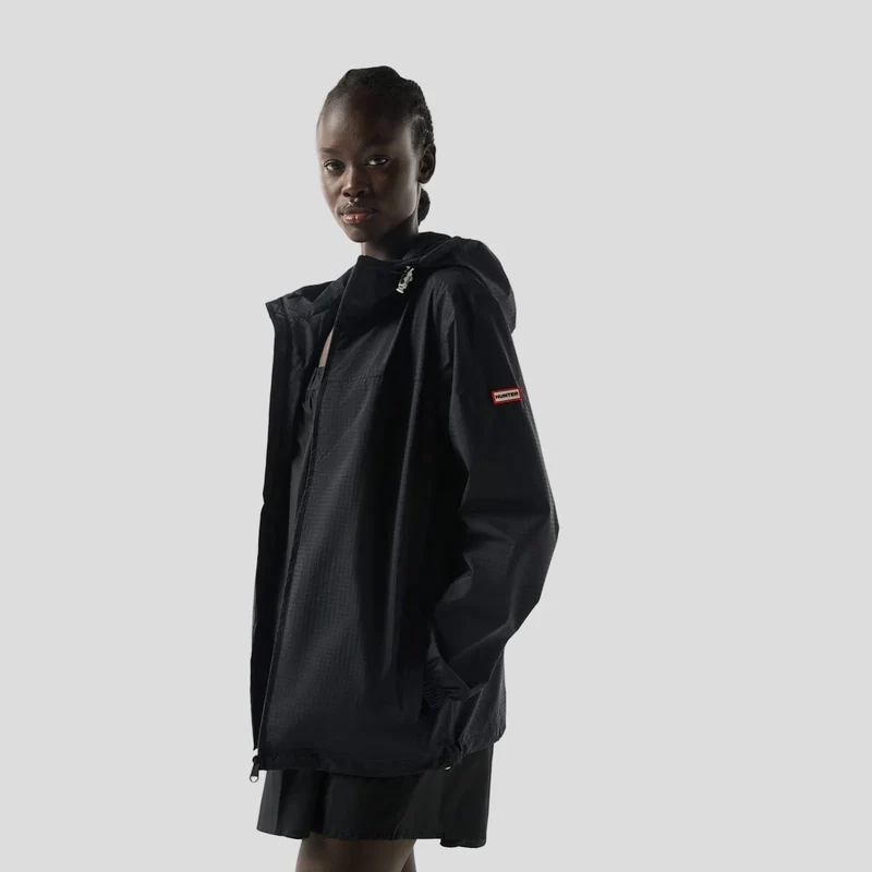 Hunter Unisex-Regenjacke, faltbar | Schwarz