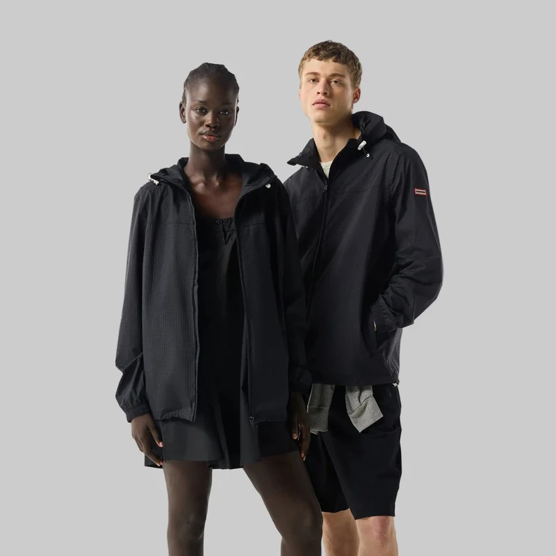 Hunter Unisex-Regenjacke, faltbar | Schwarz