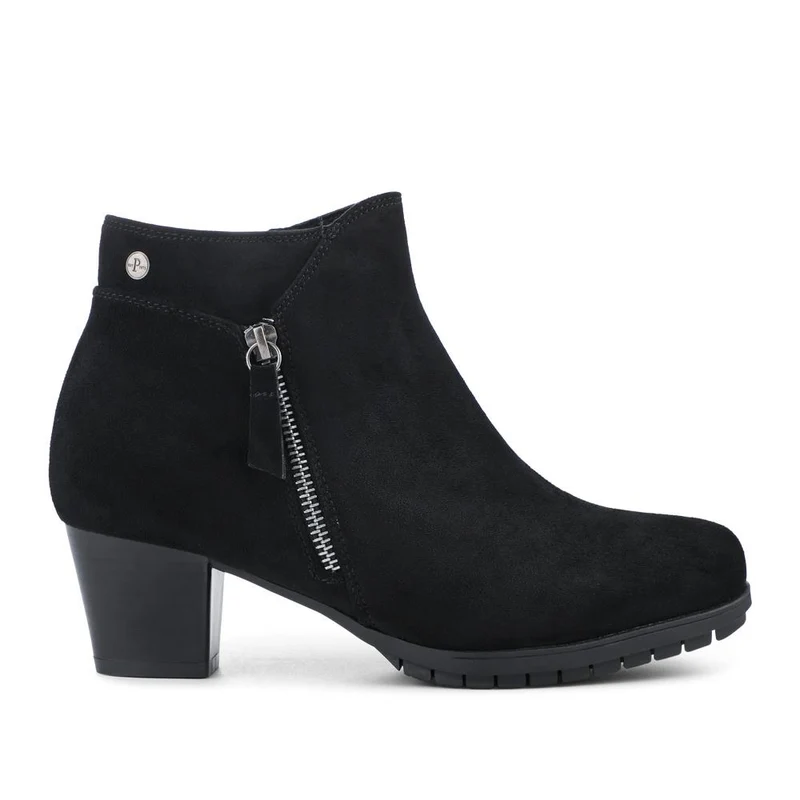 Wide Fit Smart Zip Up Ankle Boots - WOIL42018 / 327 950 - Black Faux Suede