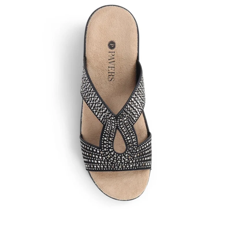 Embellished Mules Sandals - POLY39023 / 325 444 - Black