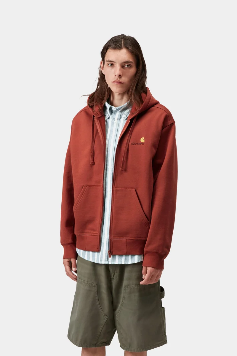 Carhartt WIP Herren mit Kapuze American Script Jacke | Oxidrot