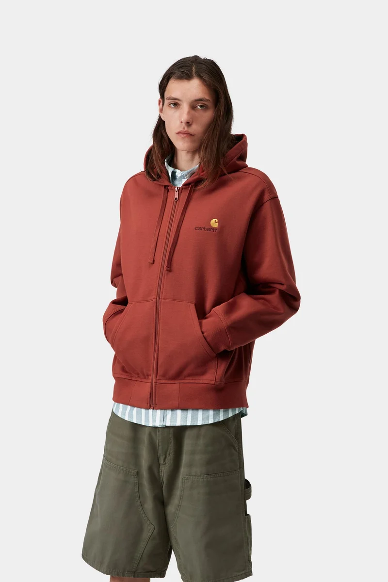 Carhartt WIP Herren mit Kapuze American Script Jacke | Oxidrot