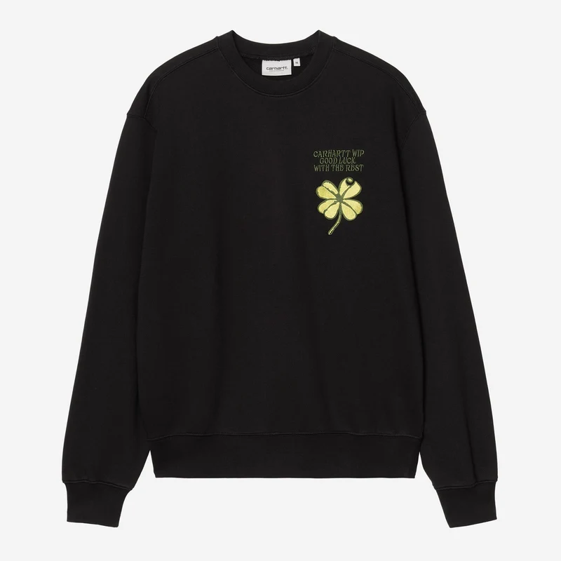 Carhartt WIP Herren-Sweatshirt mit Kleeblattmuster | Schwarz