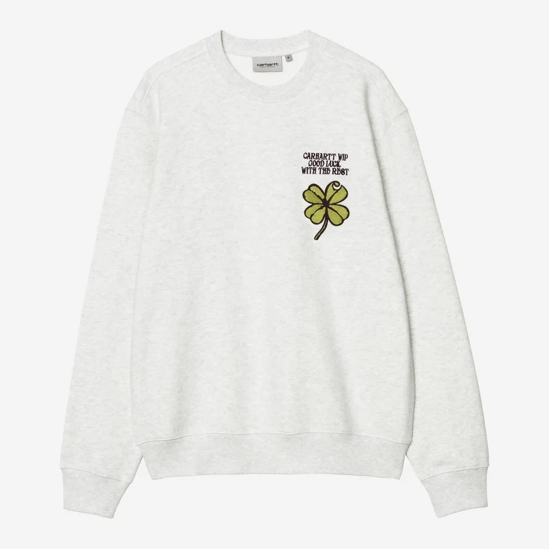 Carhartt WIP Herren-Sweatshirt mit Kleeblattmuster | Aschgrau meliert