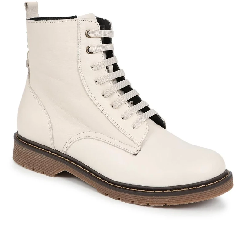 Lace-Up Leather Boots - BELYNR40001 / 326 190 - Off White