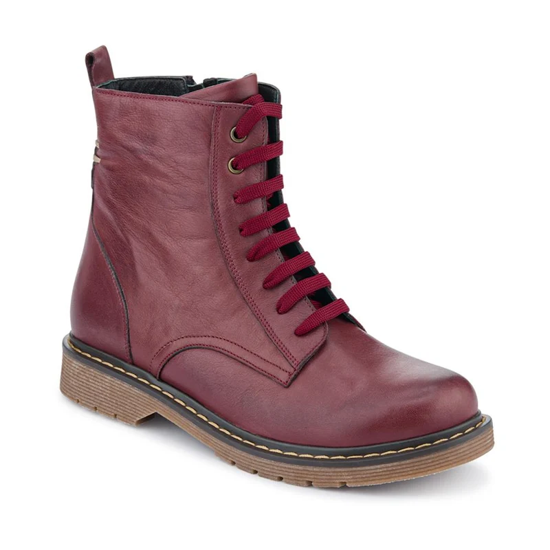 Lace-Up Leather Boots - BELYNR40001 / 326 190 - Burgundy