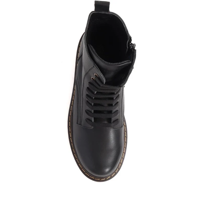 Lace-Up Leather Boots - BELYNR40001 / 326 190 - Black