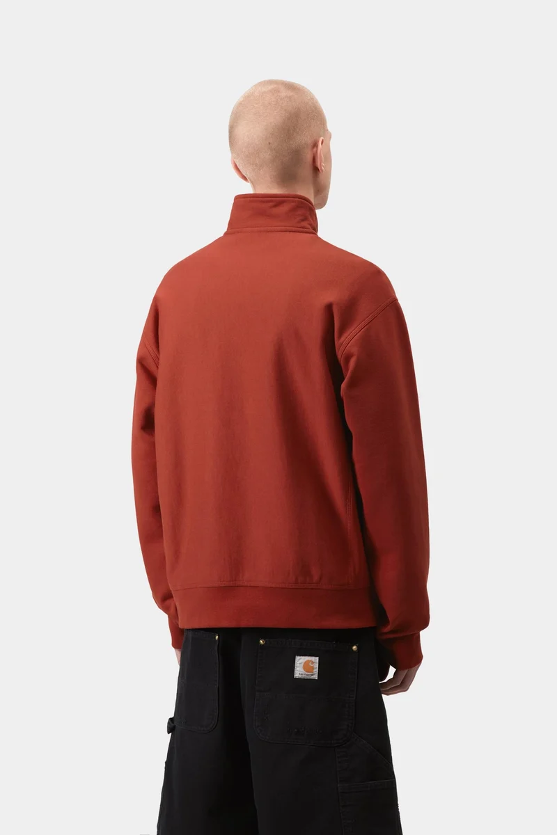 Carhartt WIP Herren Halb-Zip-Reißverschluss American Script Sweatshirt | Oxidrot