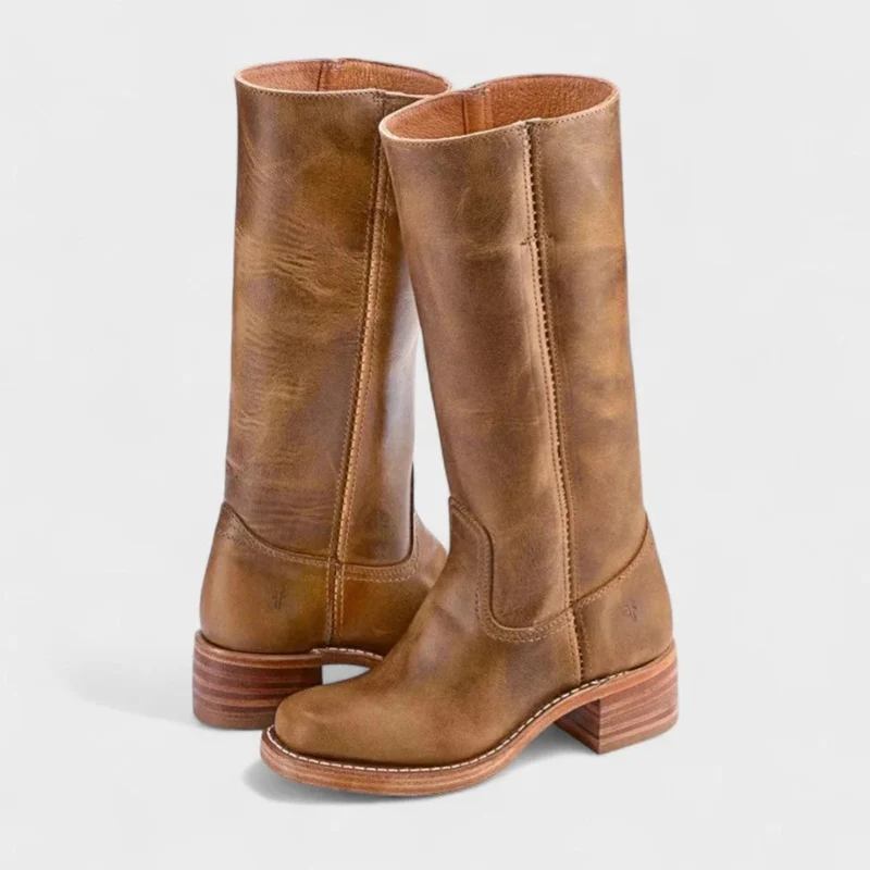 Claudia | Damen Orthopädische Lederstiefel mit langem Schaft im Western Stil