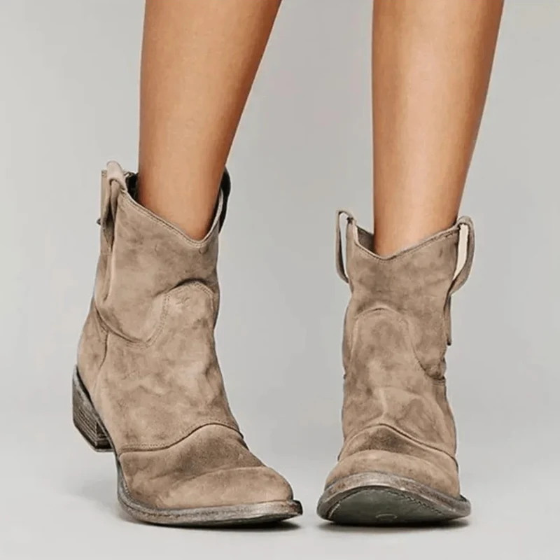 Laura | Damen Orthopädische Wildleder Stiefeletten im Western Stil mit Absatz