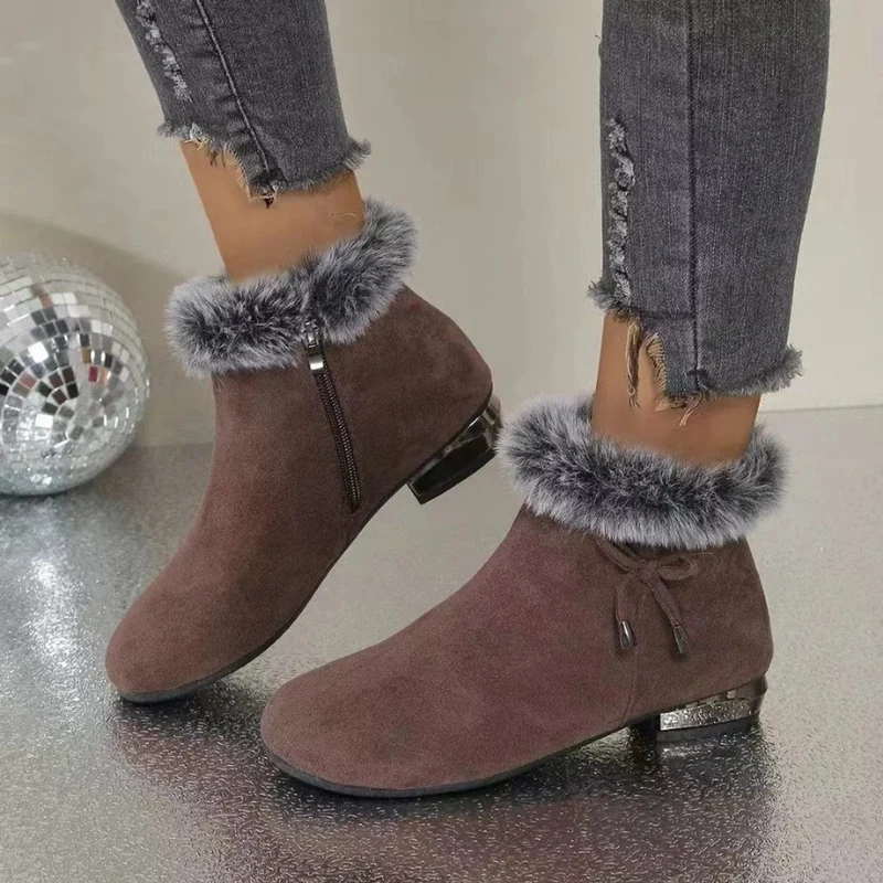 Petra | Damen Orthopädische Gefütterte Wildleder Stiefeletten mit Kunstfell und Reißverschluss