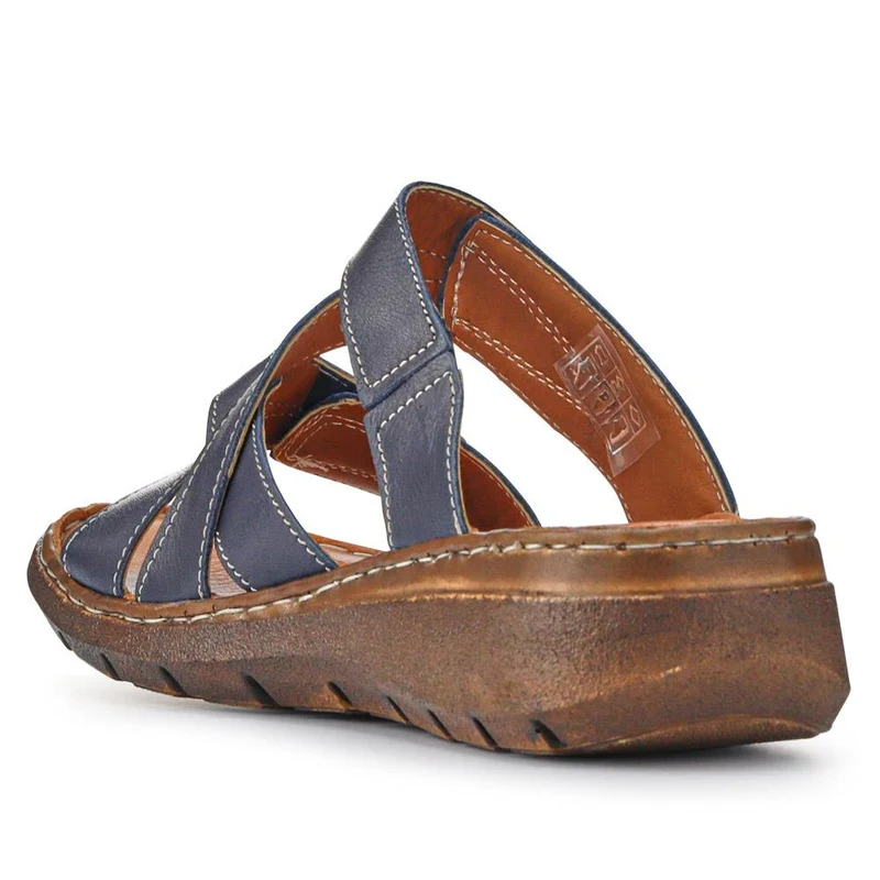 Leather Dual-Fastening Sandals - LUCK41011 / 327 393 - Navy