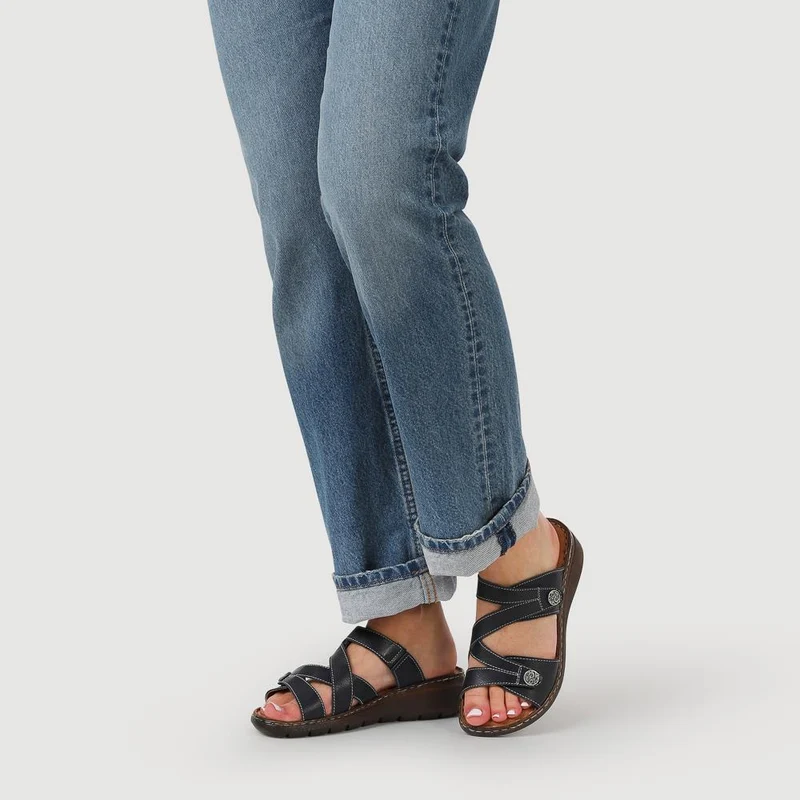Leather Dual-Fastening Sandals - LUCK41011 / 327 393 - Navy