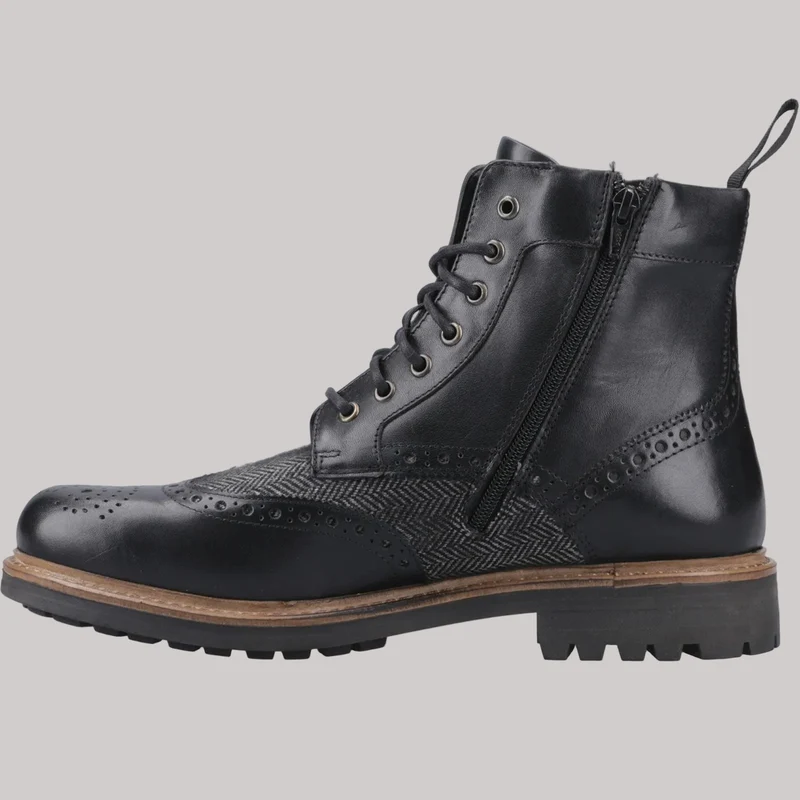Hunter Herren-Brogue-Stiefelette | Schwarz