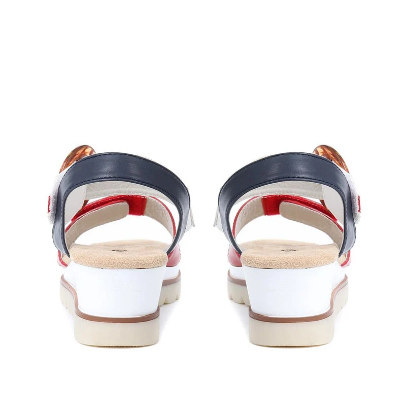 Comfortable Wedge Heel Sandals - WBINS35128 / 321 724 - Red-Navy