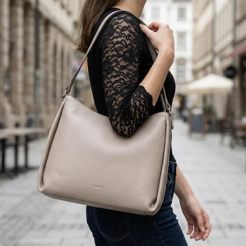 Gabor Zip Fasten Handbag W/ Adjustable Strap - GABC44046 / 330 512 - Taupe