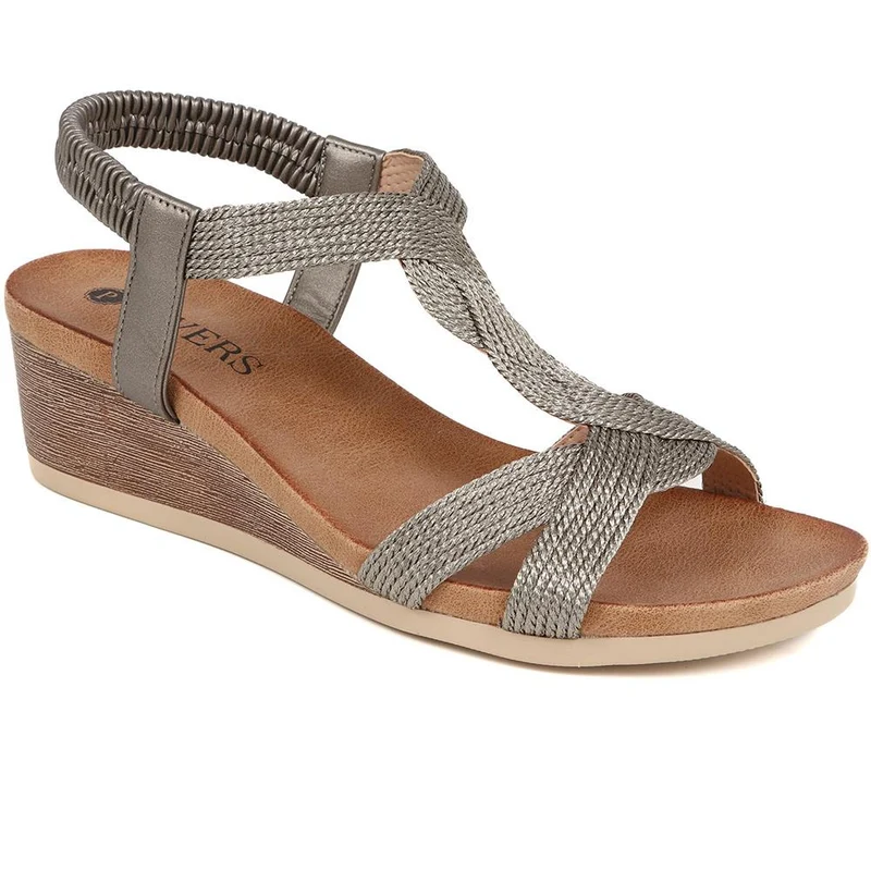 Elasticated Slip-On Sandals - BAIZH39073 / 325 103 - Pewter