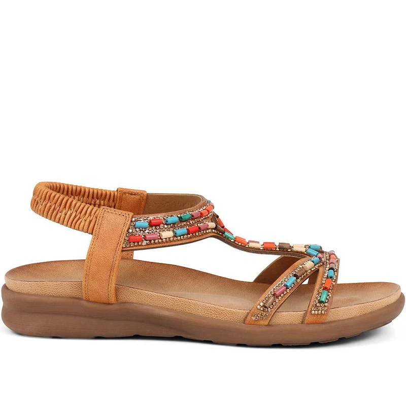 Beaded Sandals - BAIZH37053 / 323 376 - Camel