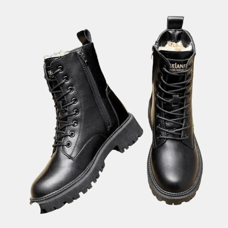 Rosalie | Damen Schwarze Orthopädische Winter Gefütterte Stiefeletten mit Reißverschluss