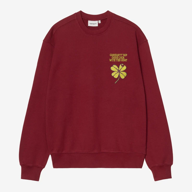 Carhartt WIP Herren-Sweatshirt mit Kleeblattmuster | Marsala
