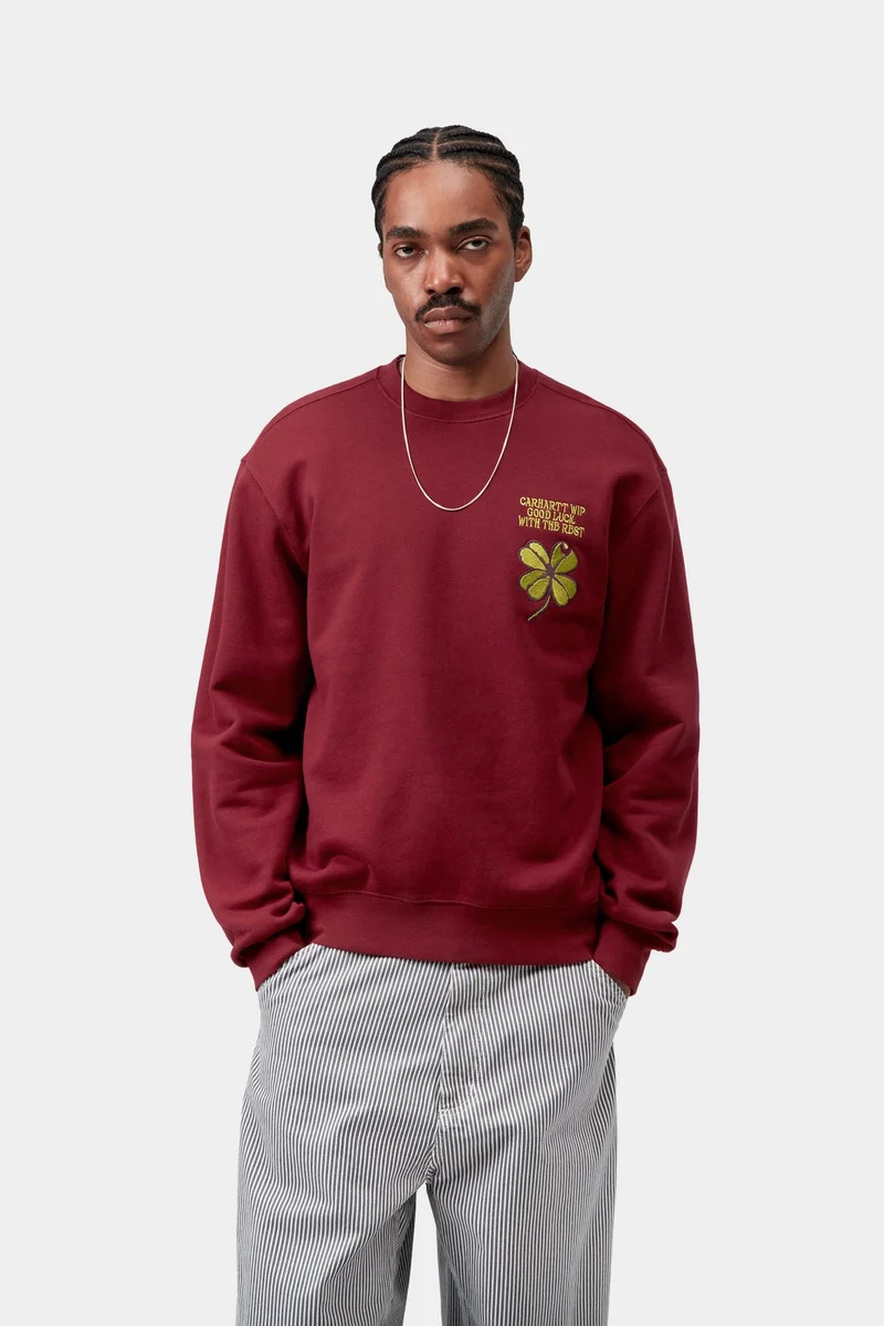 Carhartt WIP Herren-Sweatshirt mit Kleeblattmuster | Marsala