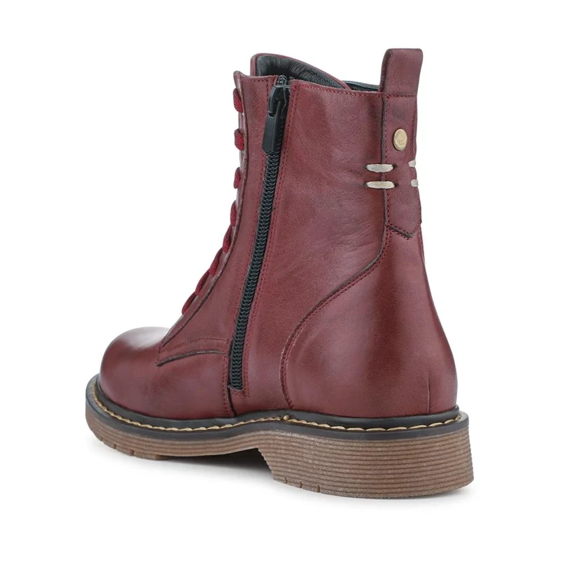 Lace-Up Leather Boots - BELYNR40001 / 326 190 - Burgundy