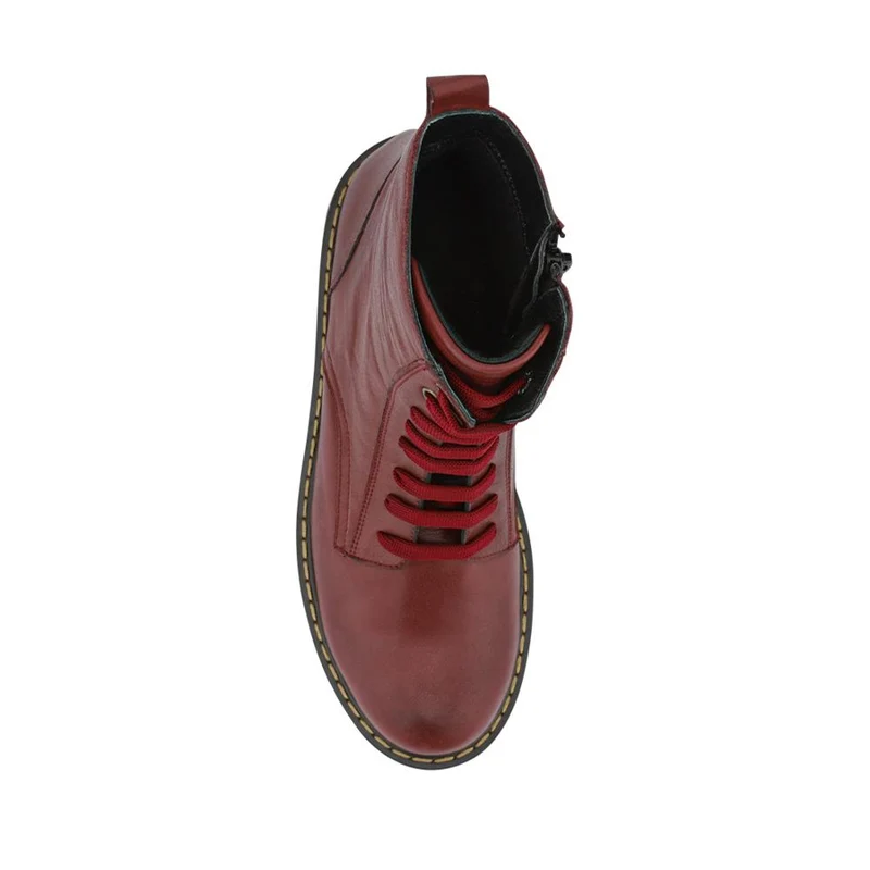 Lace-Up Leather Boots - BELYNR40001 / 326 190 - Burgundy