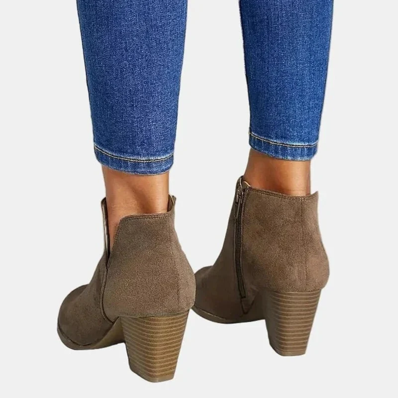 Davina | Damen Orthopädische Wildleder Stiefeletten mit Reißverschluss und Absatz