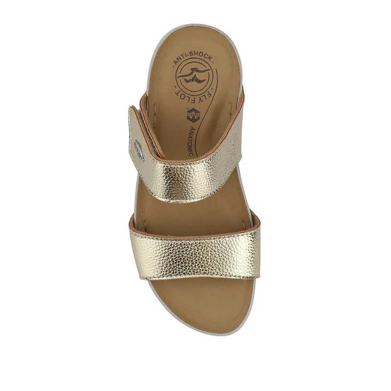 Fly Flot Chunky Dual Strap Touch Fasten Sandals - FLY41027 / 326 669 - Gold