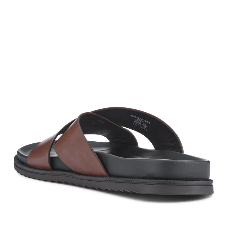 Strappy Leather Slides - JFOOT41009 / 327 467 - Brown