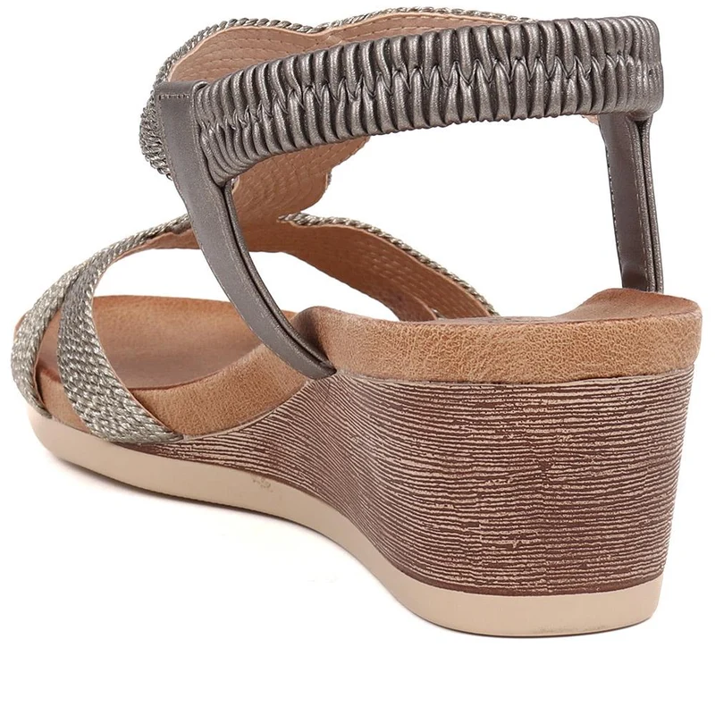 Elasticated Slip-On Sandals - BAIZH39073 / 325 103 - Pewter