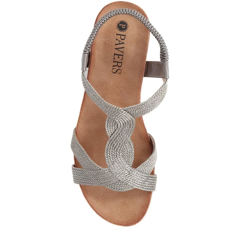 Elasticated Slip-On Sandals - BAIZH39073 / 325 103 - Pewter