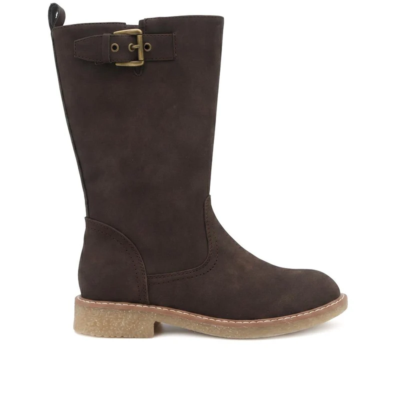 Fashionable Zip Up Calf Length Boots - WBINS42104 / 328 451 - Chocolate