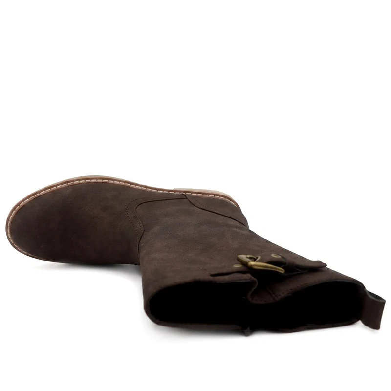 Fashionable Zip Up Calf Length Boots - WBINS42104 / 328 451 - Chocolate