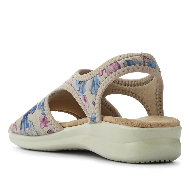 Stretchy Wide-Fit Sandals - POLY41000 / 327 211 - BEIGE FLORAL