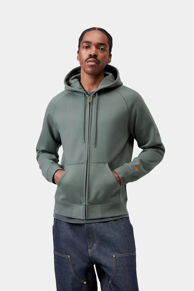 Carhartt WIP Chase Herren-Kapuzenjacke mit Reißverschluss | Samtgrün