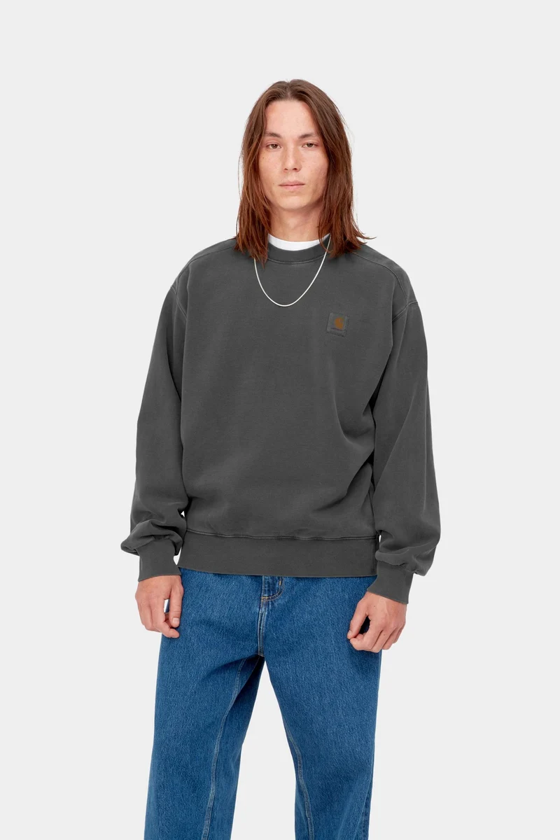 Carhartt WIP Nelson Herren-Sweatshirt | Schwarz, stückgefärbt