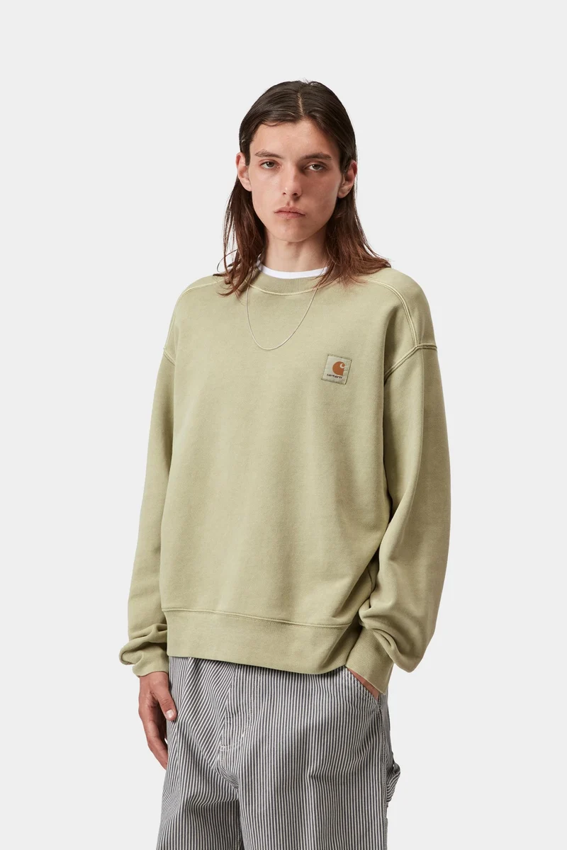 Carhartt WIP Nelson Herren-Sweatshirt | Sanftes Grün, stückgefärbt